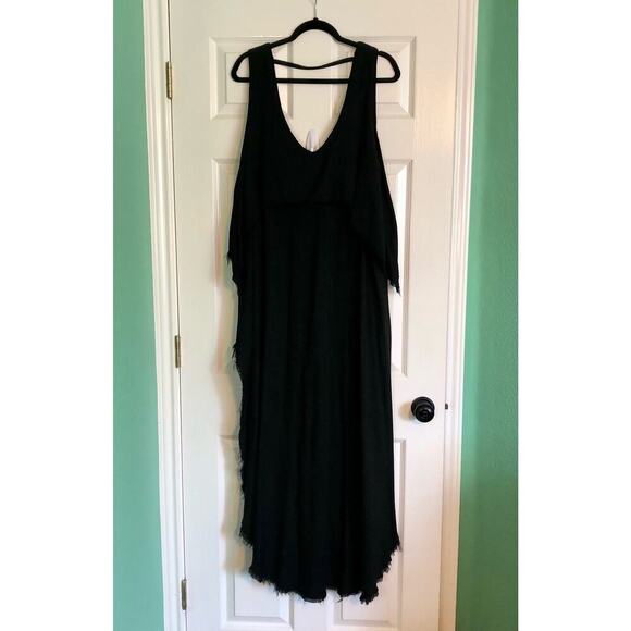 TOBI Anthropologie Black Rayon Distressed Edge Maxi Tank Dress - Medium - Picture 1 of 9